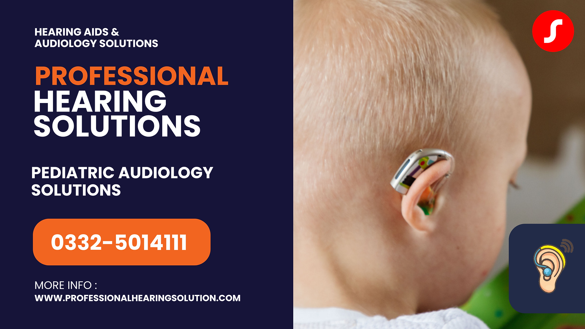 Child wearing a hearing aid, paediatric audiology at Professional Hearing Solutions